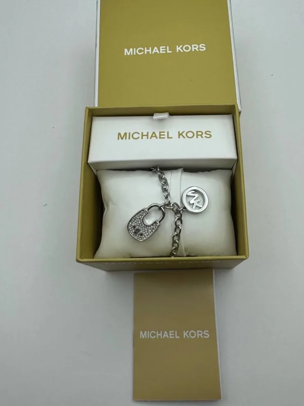 Michael Kors Silver Crystal Padlock Charm Bracelet